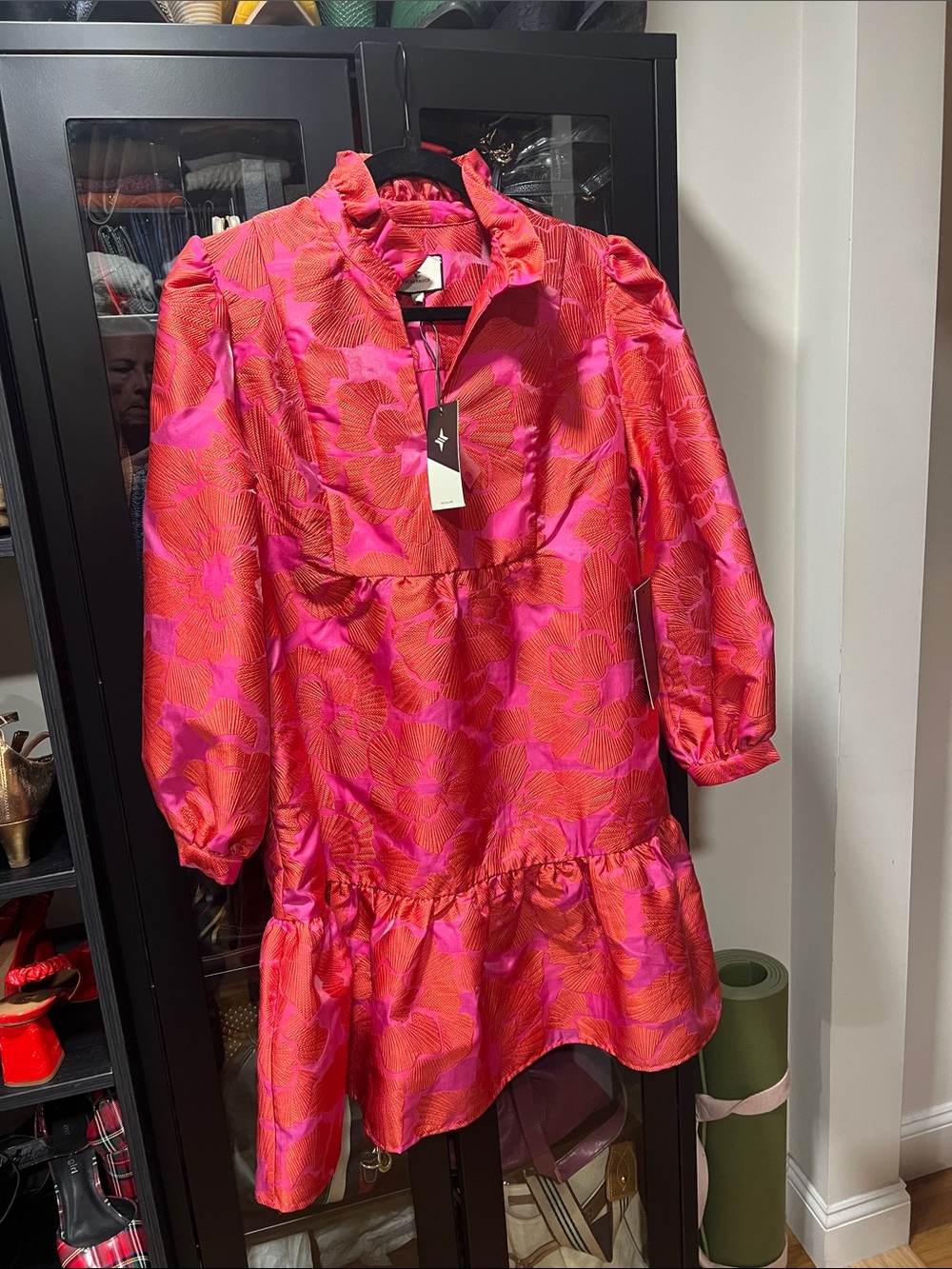 Tuckernuck Pink and Red Floral Ruffle Dress